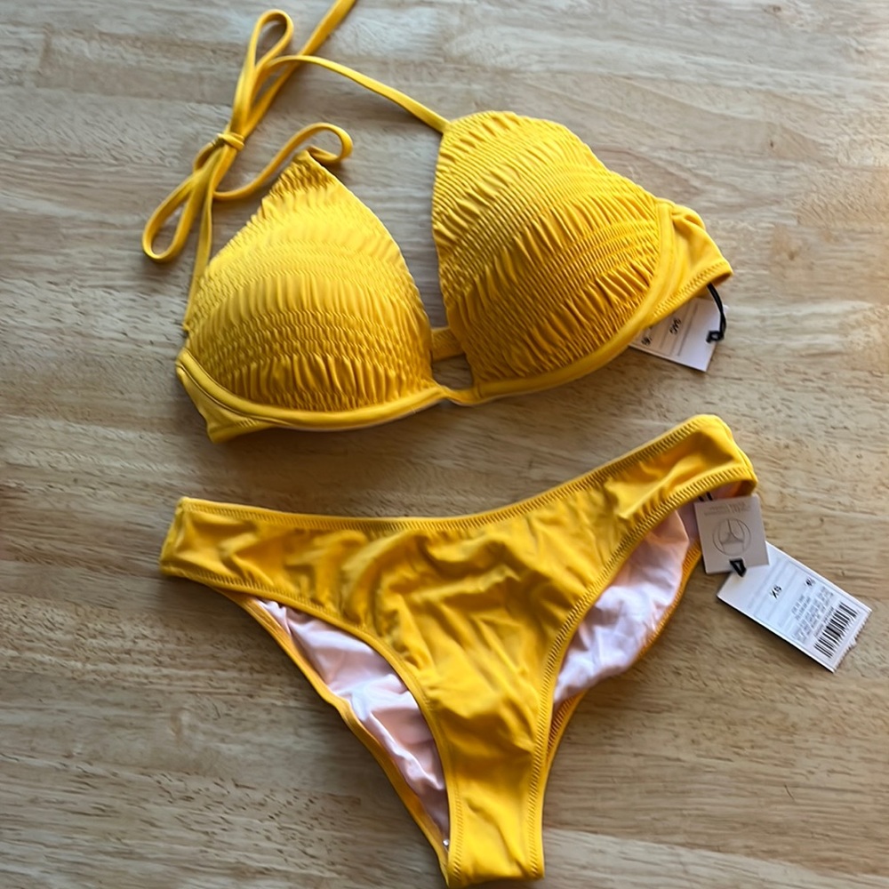 Gold Shade and Shore push-up bikini 34C top, XS bottom